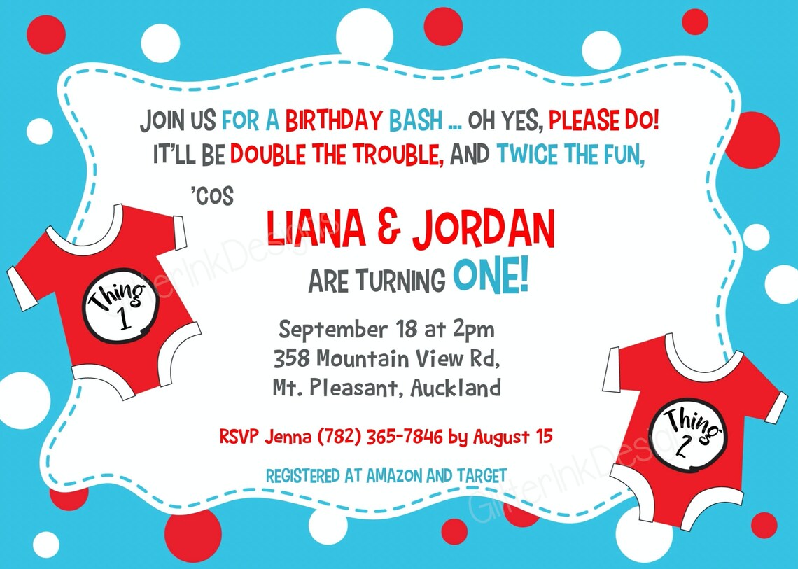 Twins 1st Birthday Invitation / Twins First Birthday / Twins Etsy