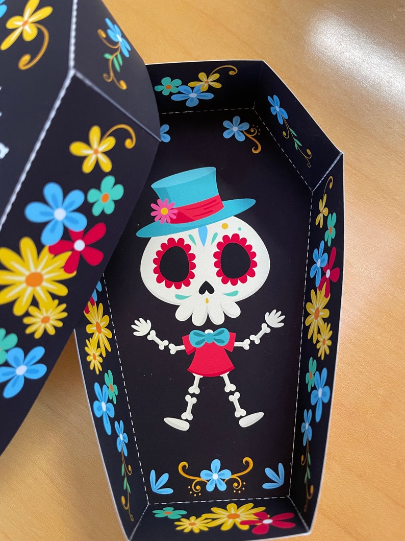 Day of the Dead Coffin Treat Box, Día De Los Muertos Sugar Skull Party ...