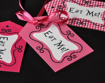 Alice in Wonderland Mad Hatter Tea Party printable Eat Me Drink Me tags / Alice in Wonderland tea party favors / Tea party favor tags