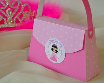 Princess purse favor box / Princess party favor / printable handbag pink Princess