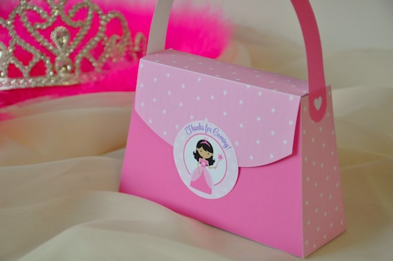 Princess purse favor box / Princess party favor / printable handbag pink Princess Il_570xn