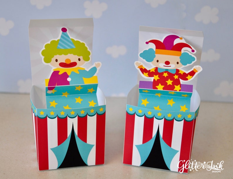 Circus Carnival Clown Jack in the Box Pop up Favor Box PDF | Etsy
