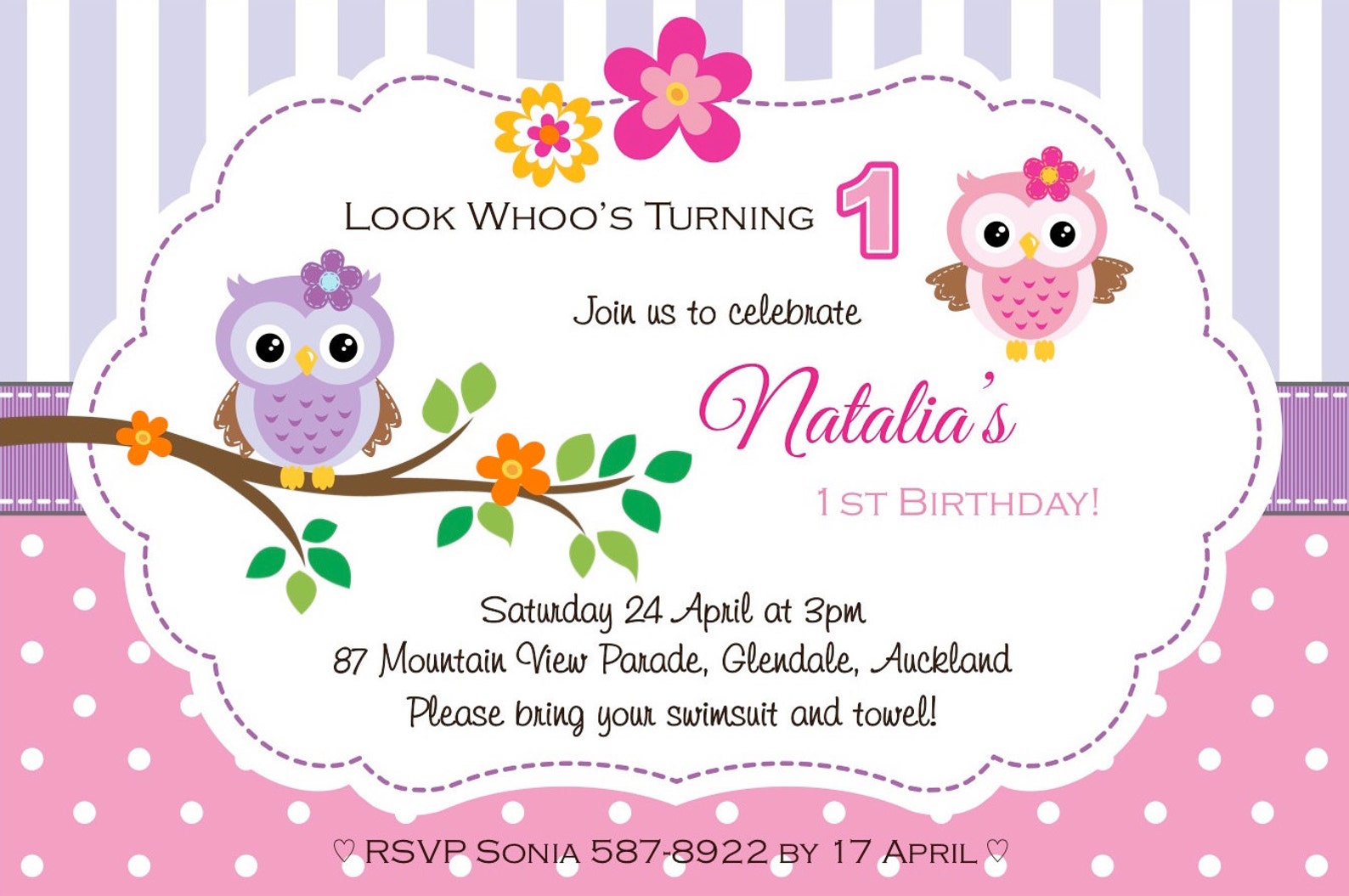 Owl Birthday Party Invitation Printable Digital PDF or JPG - Etsy