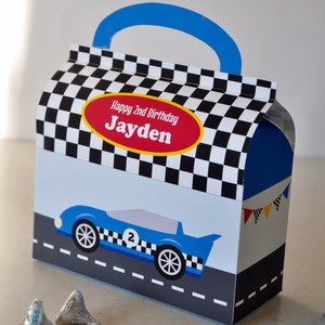 Racing car party favor box - digital printable TEXT EDITABLE template for race car gable top style treat box