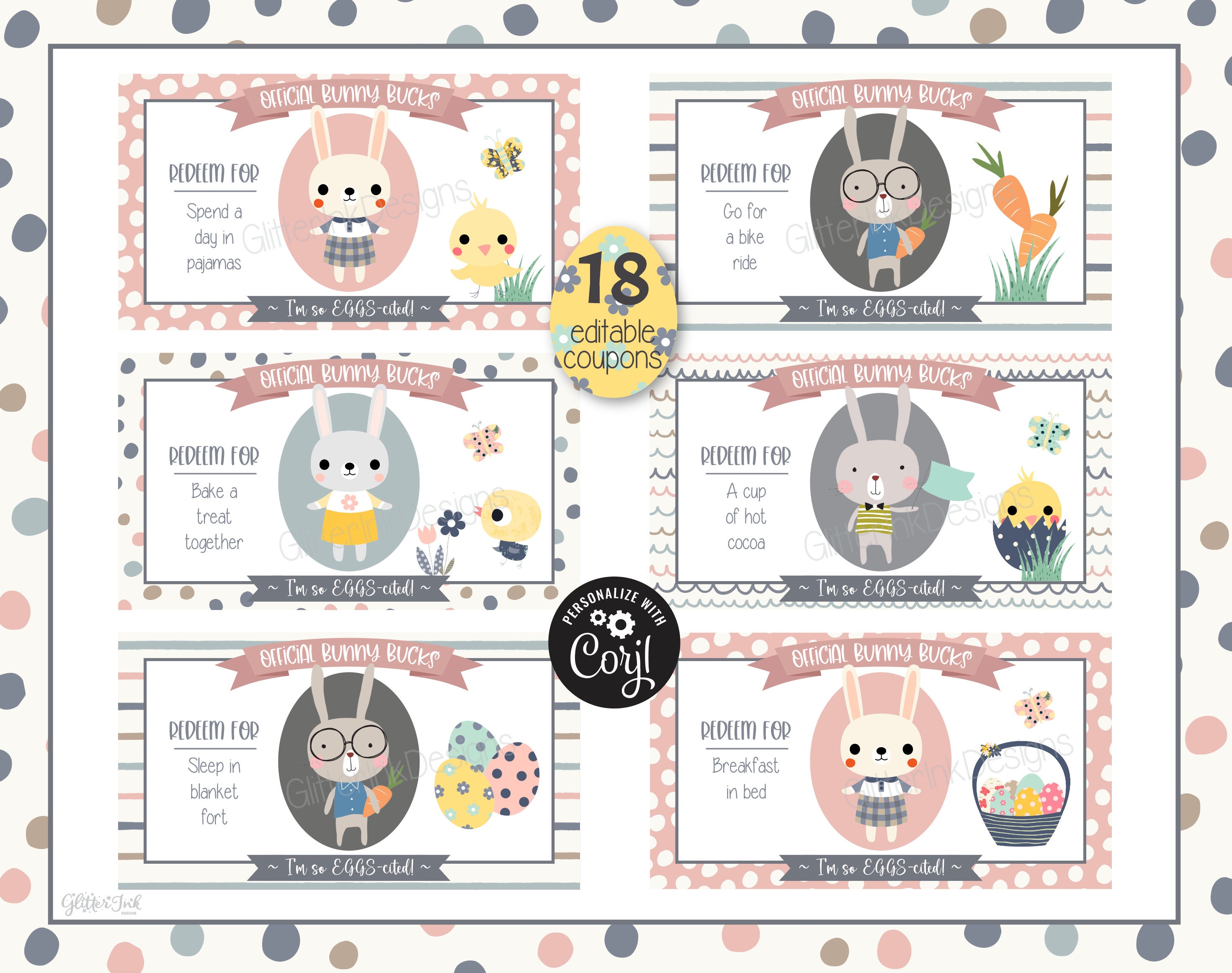 Bunny Bucks Coupons for Kids Easter Egg Hunt / Printable Easter Reward ...