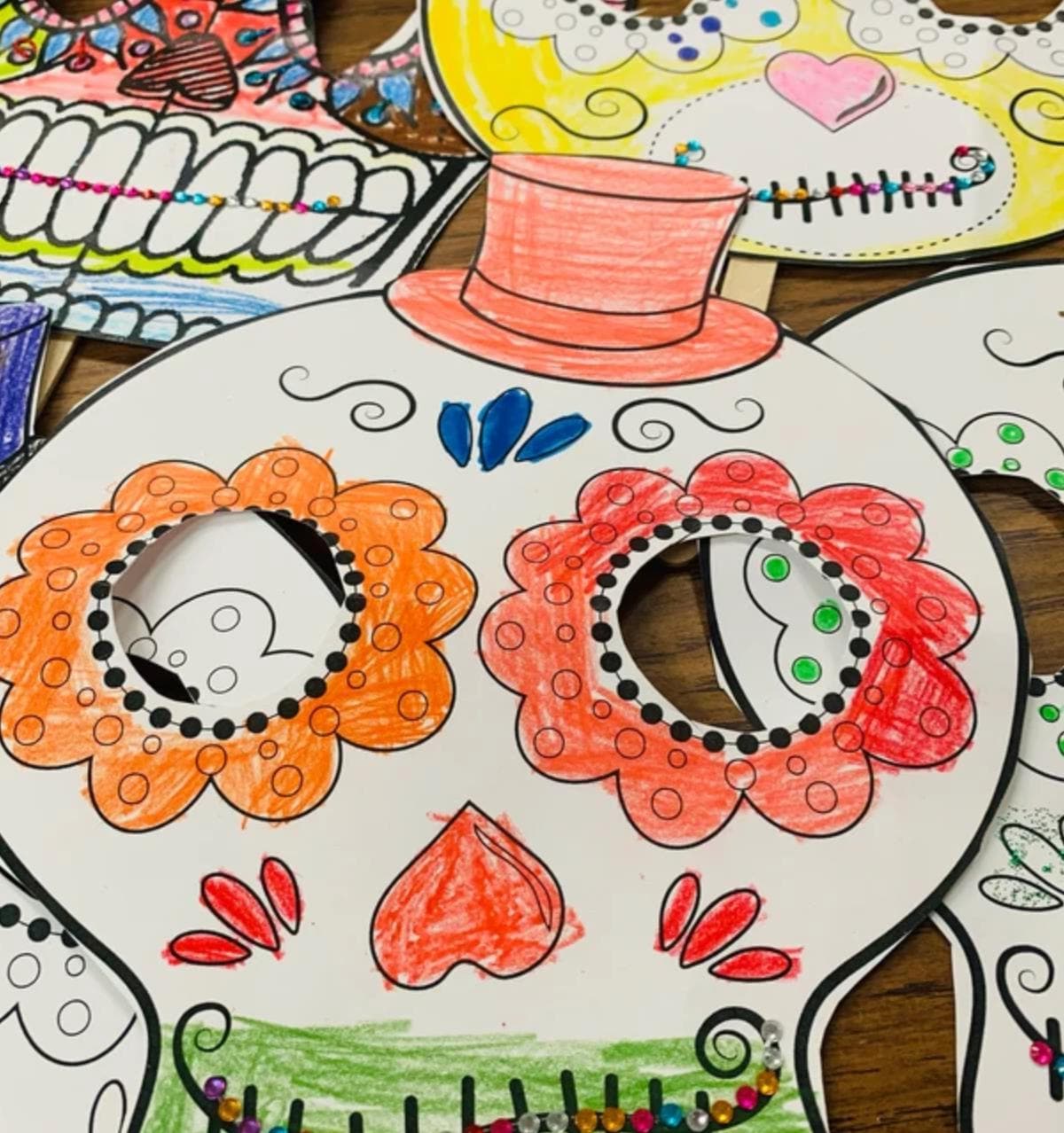 Day of the Dead Sugar Skull Mask Coloring Pages, Printable Día De Los ...