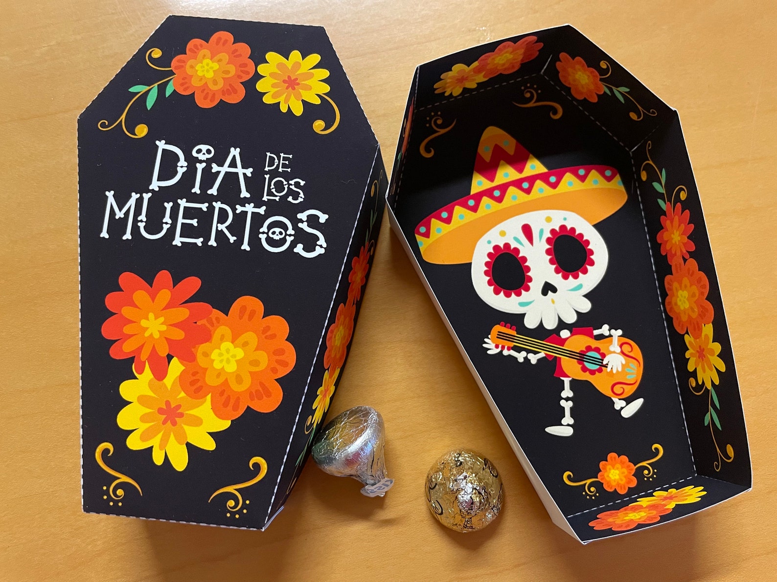Day of the Dead Coffin Treat Box, Día De Los Muertos Sugar Skull Party ...