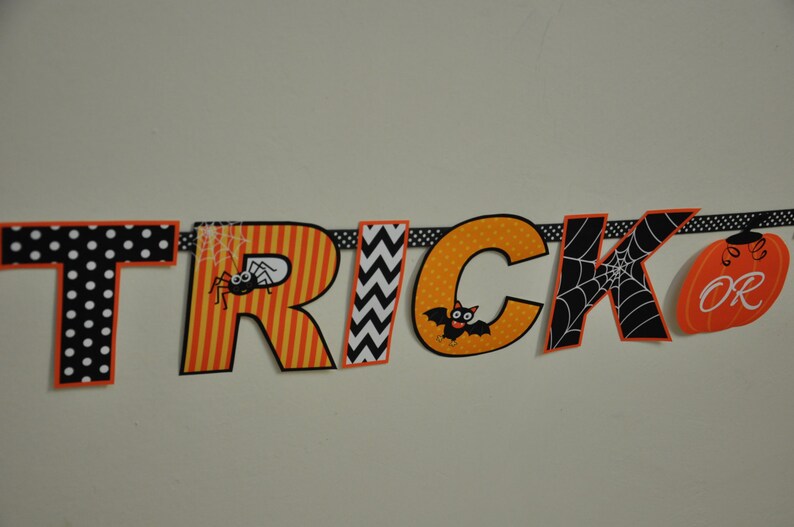Halloween TRICK OR TREAT Printable Banner, Spooky Party Decorations