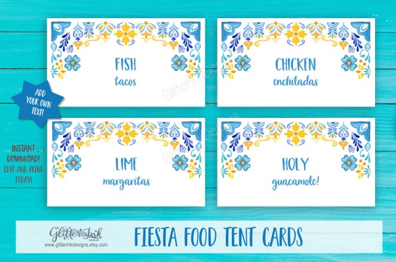 Mexican Fiesta Food Tent Cards / Cinco De Mayo Decorations / | Etsy