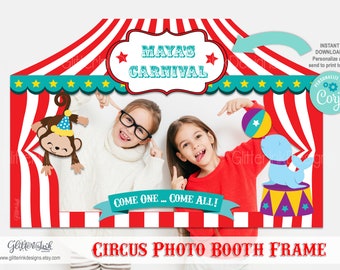 Circus carnival party photo booth frame - text editable and printable file - Digital Download edit with Corjl