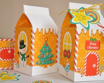 Christmas gift box / Gingerbread house milk carton / Gingerbread man favor box / Gingerbread box