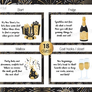 2024 New Years Eve scavenger hunt for kids / New Year's Eve party games / New Year treasure hunt clues printable / nye games for kids adults image 4