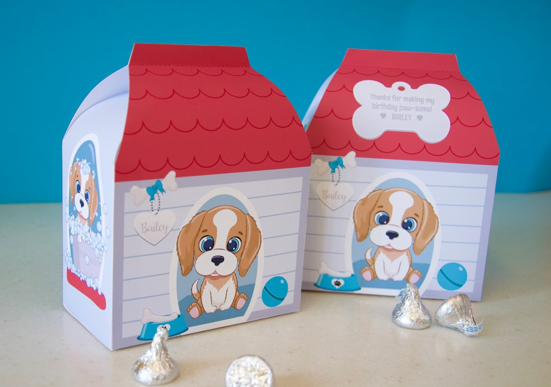 Puppy Dog Birthday Party Printable Dog House Favor Box / Dog Spa Party ...
