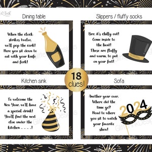 2024 New Years Eve scavenger hunt for kids / New Year's Eve party games / New Year treasure hunt clues printable / nye games for kids adults image 7