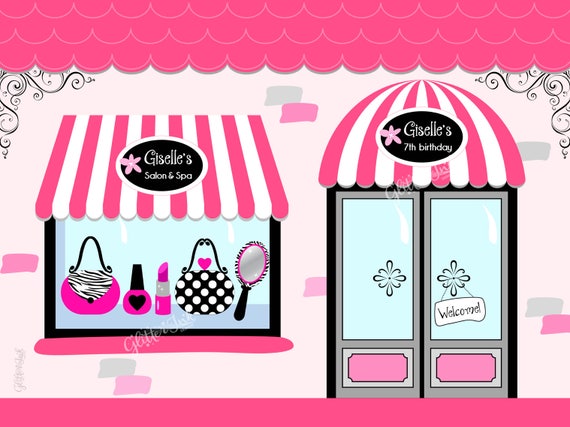 Spa party decor / Makeup party backdrop / Paris fashion boutique photo prop / printable backdrop for dessert table / diva glam girl birthday Il_570xn