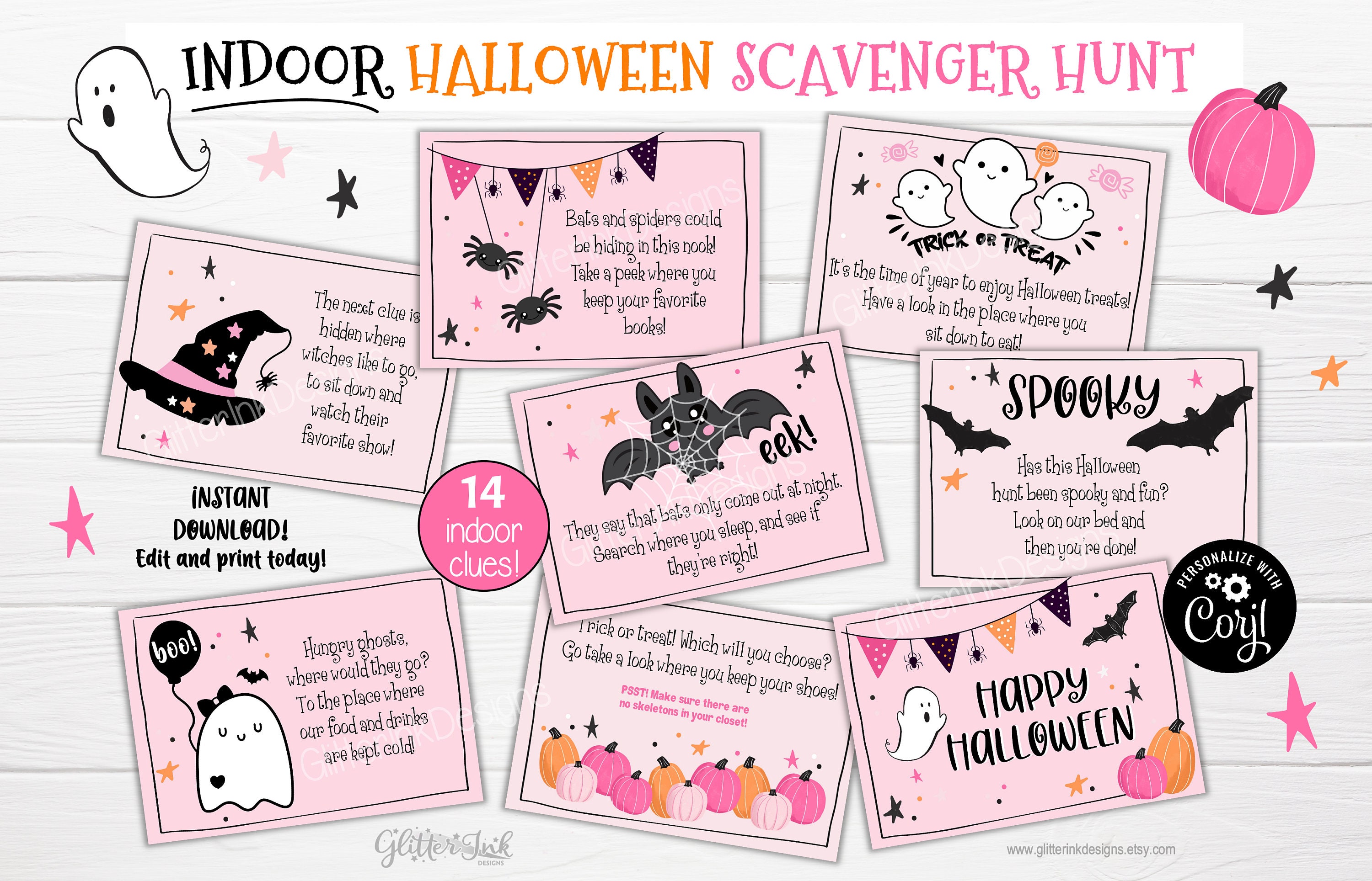 Indoor Halloween Scavenger Hunt / Kids Halloween Treasure Hunt Clues ...
