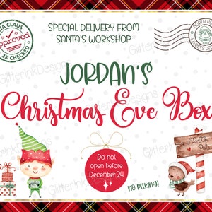 Twas the Night Before Christmas Eve Box Printable Labels, Xmas Eve