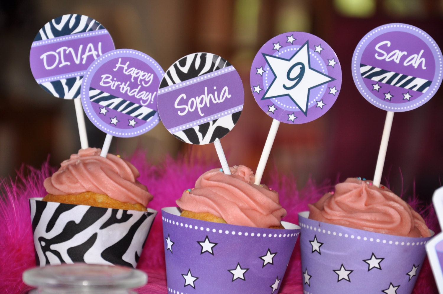 Diva Glam Spa Party PURPLE zebra print pdf printable Etsy