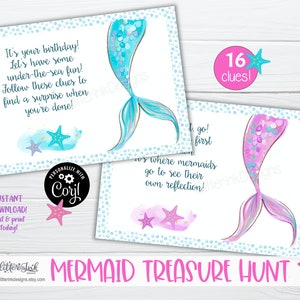 Under the Sea Mermaid Birthday Scavenger Hunt Clues, Printable ...