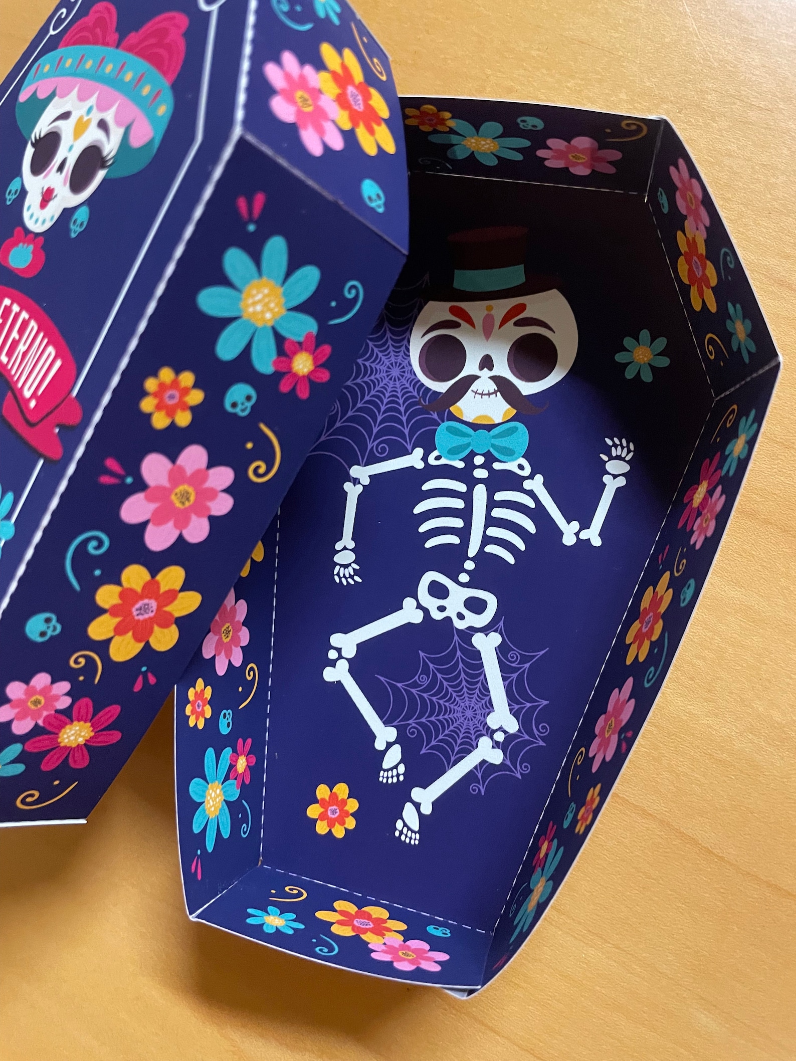 Day of the Dead Coffin Treat Box, Día De Los Muertos Sugar Skull Party ...