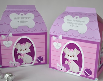 Afdrukbaar hondenhok verjaardagsfeestje puppy hondje / Hondenspa feestartikelen / Doos traktatie honden / Afdrukbare hondenkenneldoos