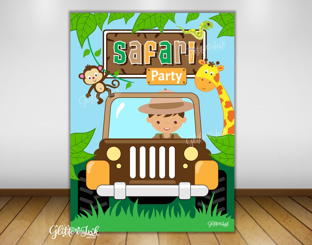 PRINTABLE 36x48" Jungle Party Photo Booth Prop / Animal Safari Party ...