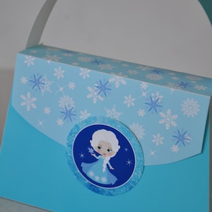 Ice princess printable purse favor box / Princess party favors / Princess treat boxes purse favors image 5