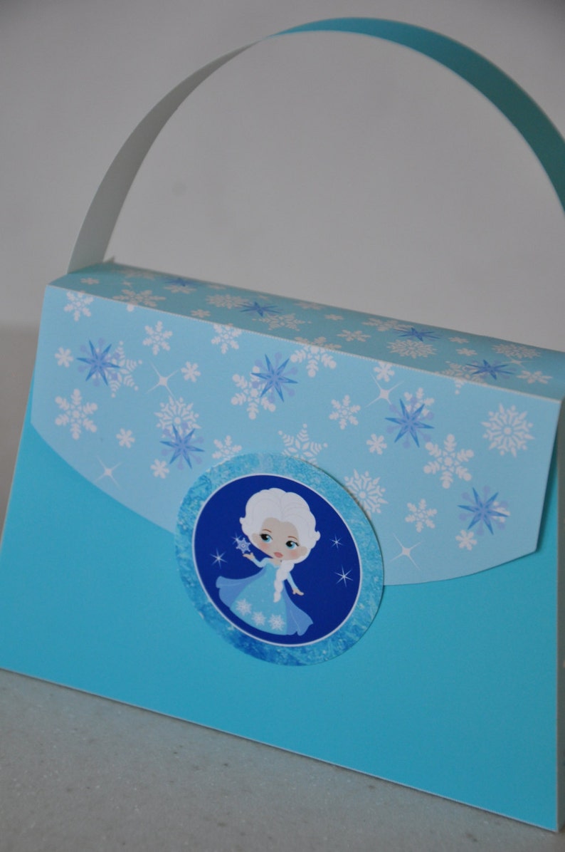 Ice princess printable purse favor box / Princess party favors / Princess treat boxes purse favors image 5