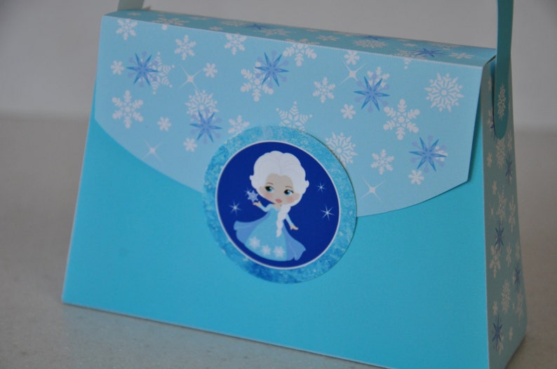 Ice princess printable purse favor box / Princess party favors / Princess treat boxes purse favors image 3