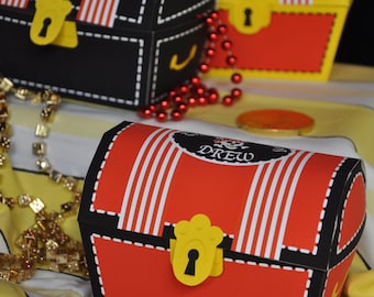 Scatola di bomboniere del forziere del gruppo pirata / bomboniere per feste pirata / decorazioni per feste pirata / scatola del tesoro pirata