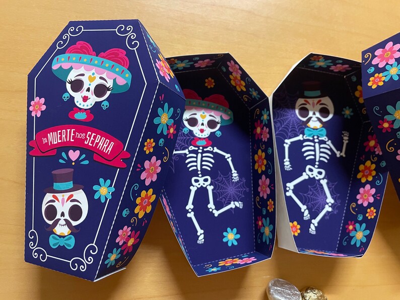 Day of the Dead Coffin Treat Box, Dia De Los Muertos Sugar Skull Party ...