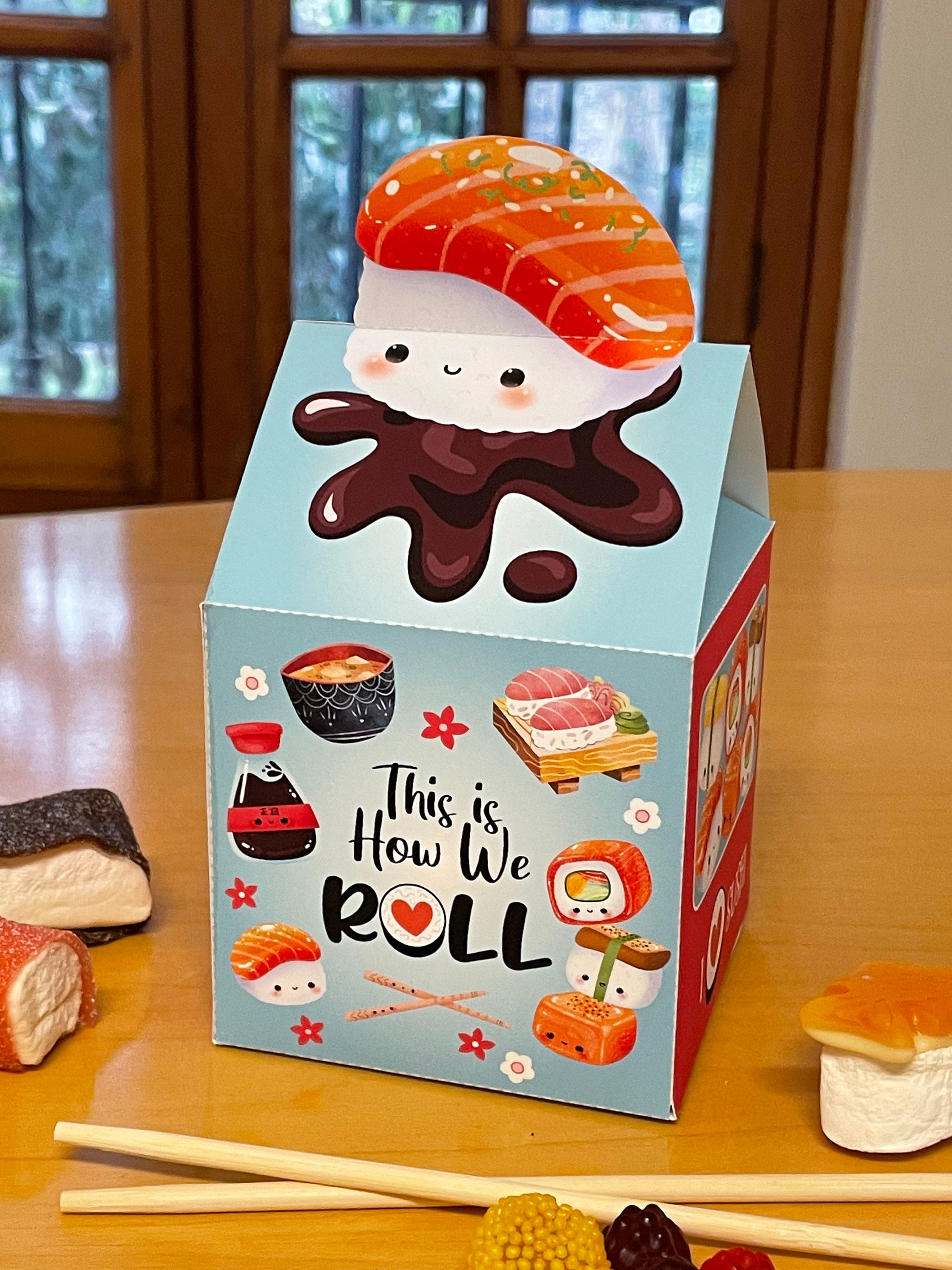 Sushi Birthday Party Printable Favor Box / Sushi Takeout Box Party