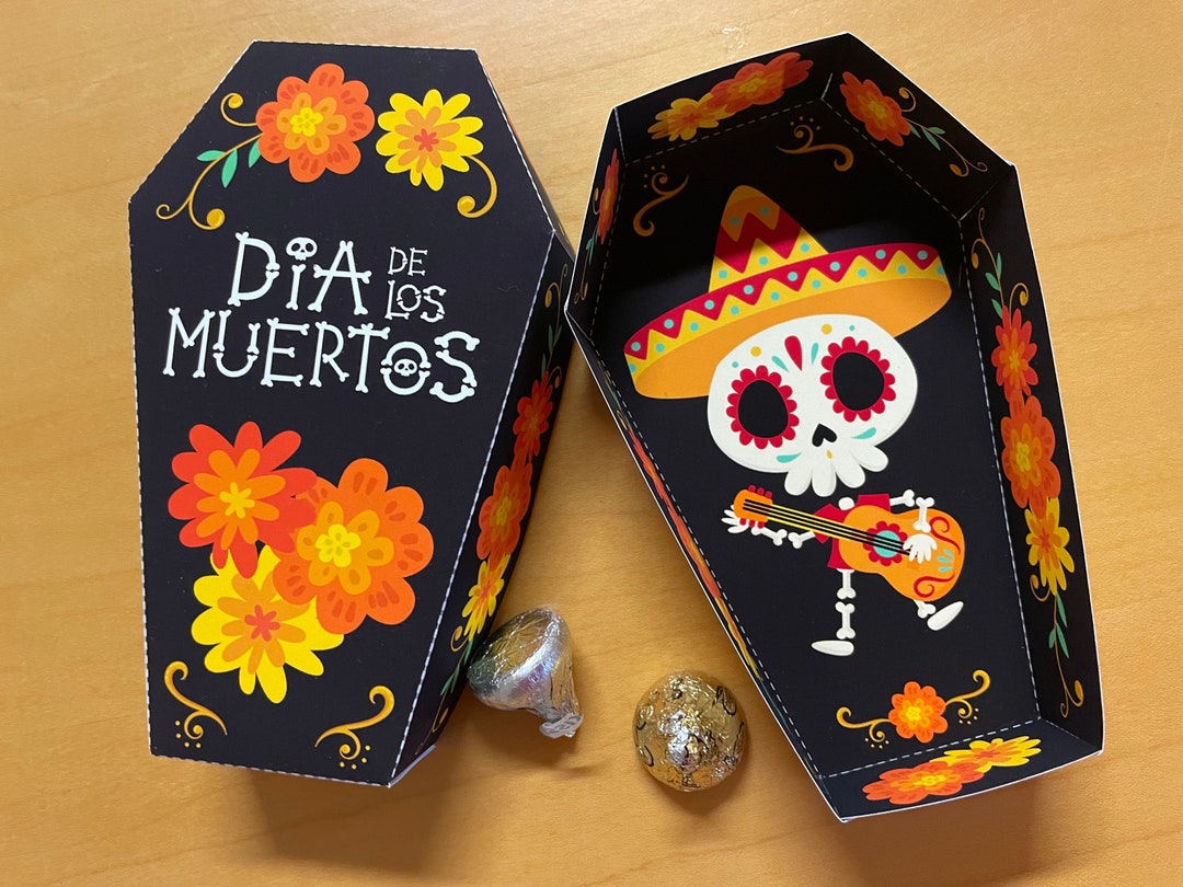 Day of the Dead Coffin Treat Box, Día De Los Muertos Sugar Skull Party ...