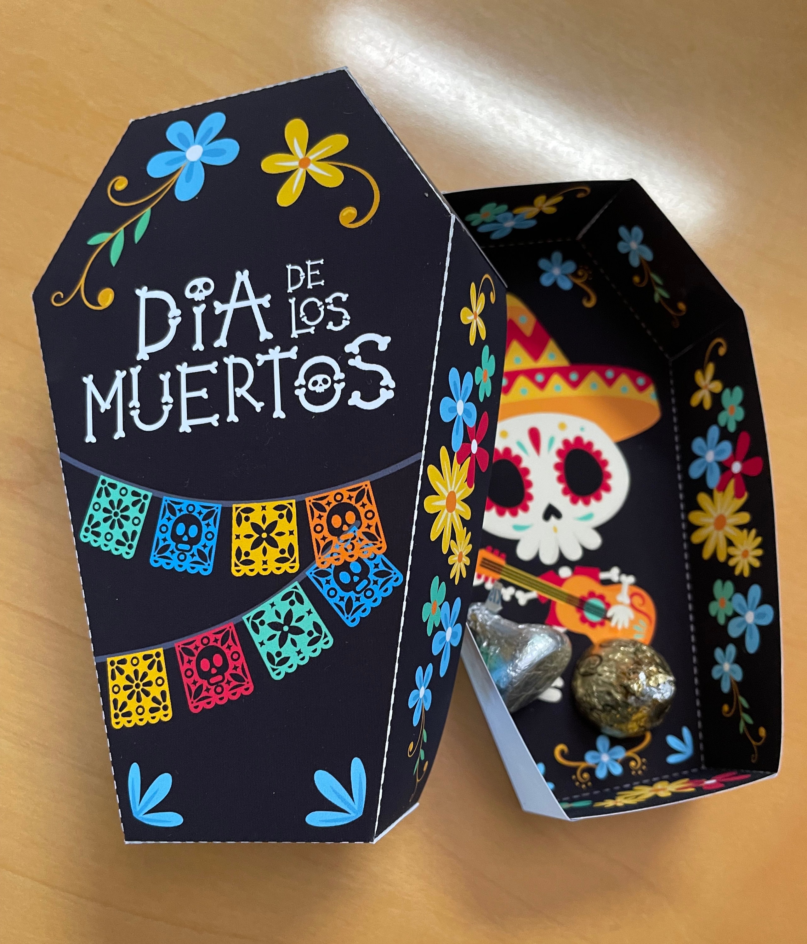 Day of the Dead Coffin Treat Box, Día De Los Muertos Sugar Skull Party ...