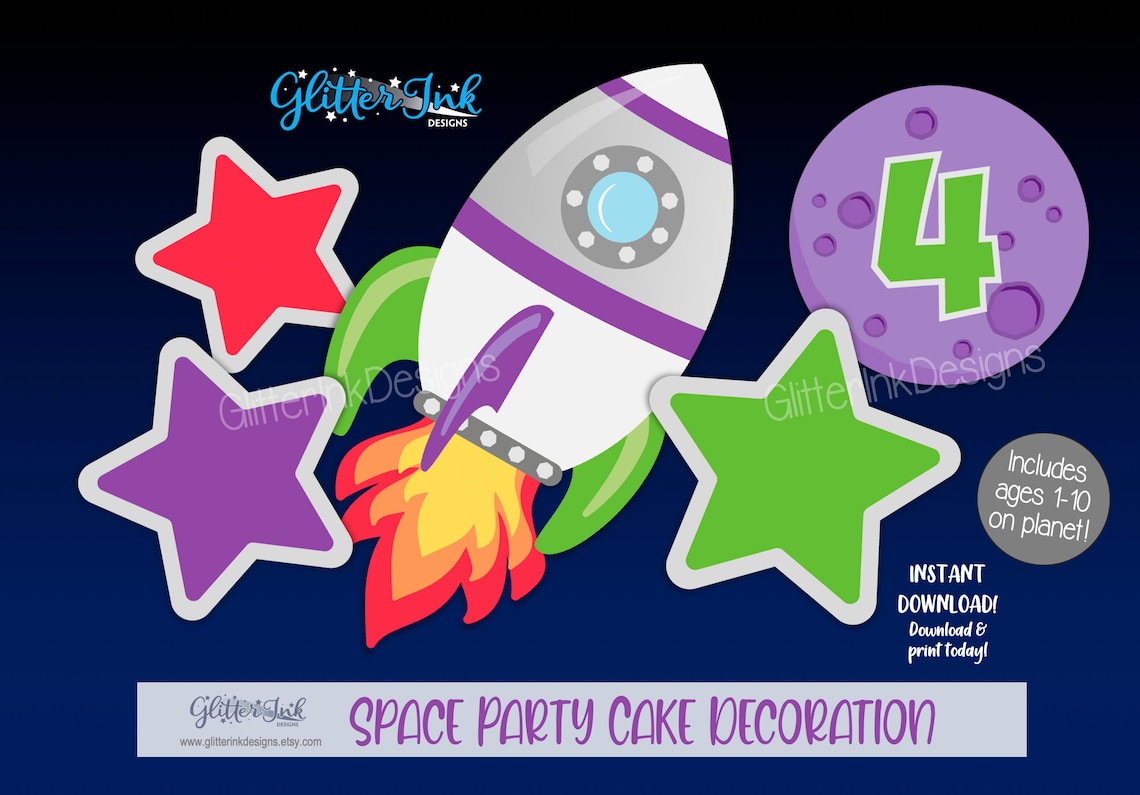 Outer Space Party Printable Cake Topper / Space Centerpiece / - Etsy