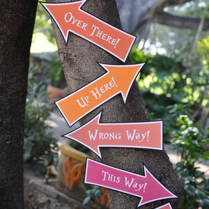Alice in Wonderland & Mad Hatter Tea Party signs / this way that way arrow signs / Wonderland party printable photo props image 2