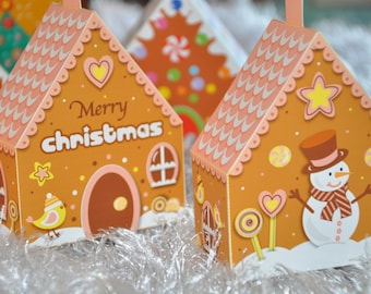 Gingerbread house Christmas tree ornaments / Gingerbread gift boxes / pdf printable paper craft decorations