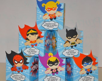 Superhero popcorn boxes / Super hero party favor box / Superheroes party favors treat box