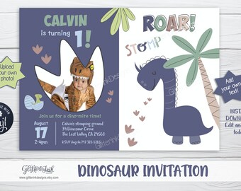 Dinosaur invitation / Dinosaur party invitation / Dinosaur birthday invitation / Dinosaur theme party printable invitation