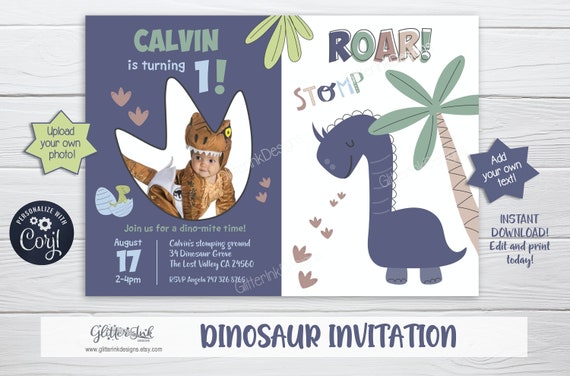 Dinosaur invitation / Dinosaur party invitation / Dinosaur birthday invitation / Dinosaur theme party printable invitation Il_570xn