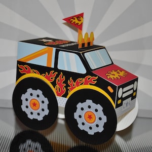 Monster truck printable favor box / truck centerpiece decoration / truck party favors