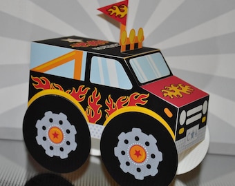 Monster truck printable favor box / truck centerpiece decoration / truck party favors