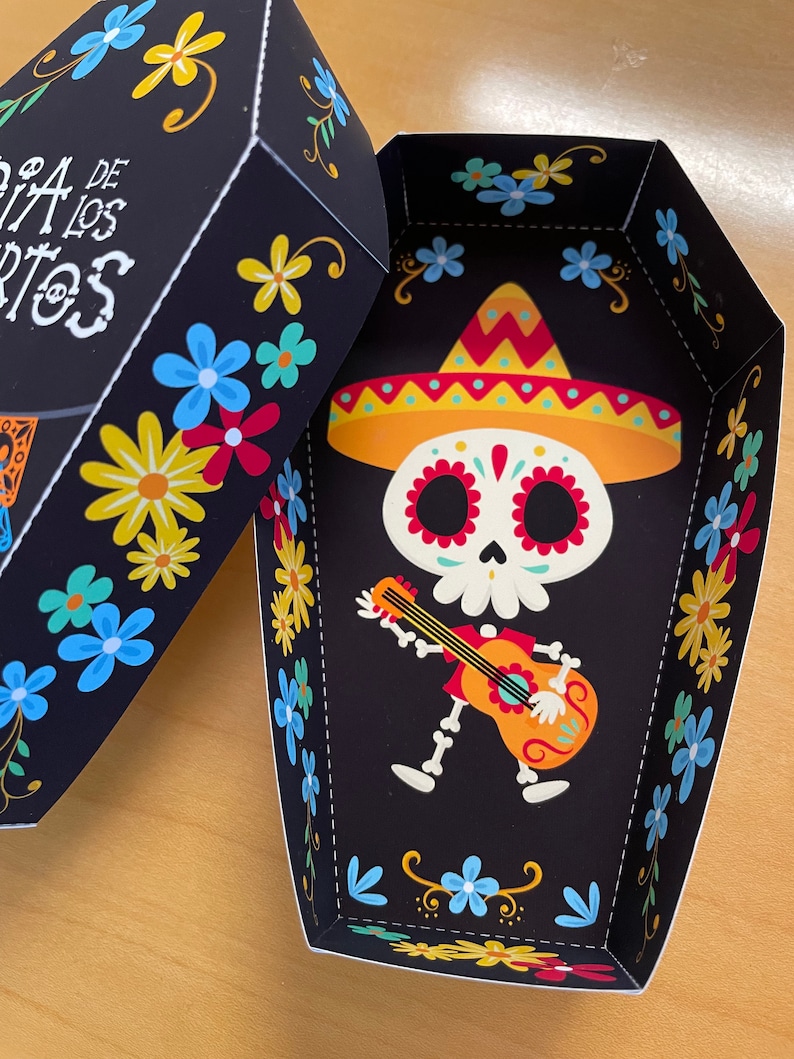Day of the Dead Coffin Treat Box, Día De Los Muertos Sugar Skull Party ...