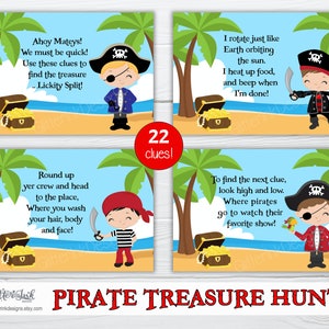 Aanwijzingen voor piratenspeurtocht voor kinderen voor kinderen / Kaarten voor piratenfeest speurtocht / Afdrukbare feestspellen piratenjongens schatkist afbeelding 3