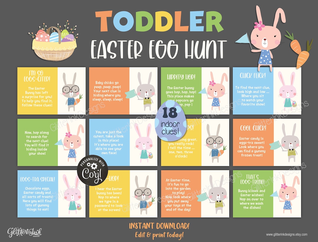 Indoor Easter Scavenger Hunt for Toddlers / Printable Easter Egg Hunt ...