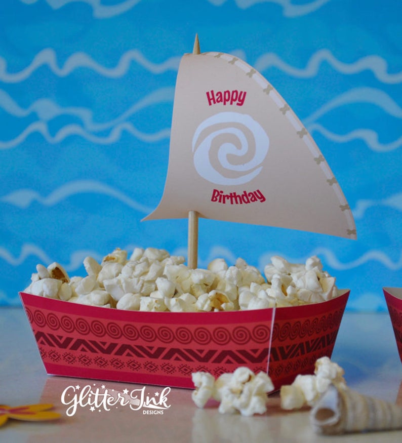 Moana party favors / Hawaiian party printable favor box / Moana decorations / Moana birthday treat box image 2