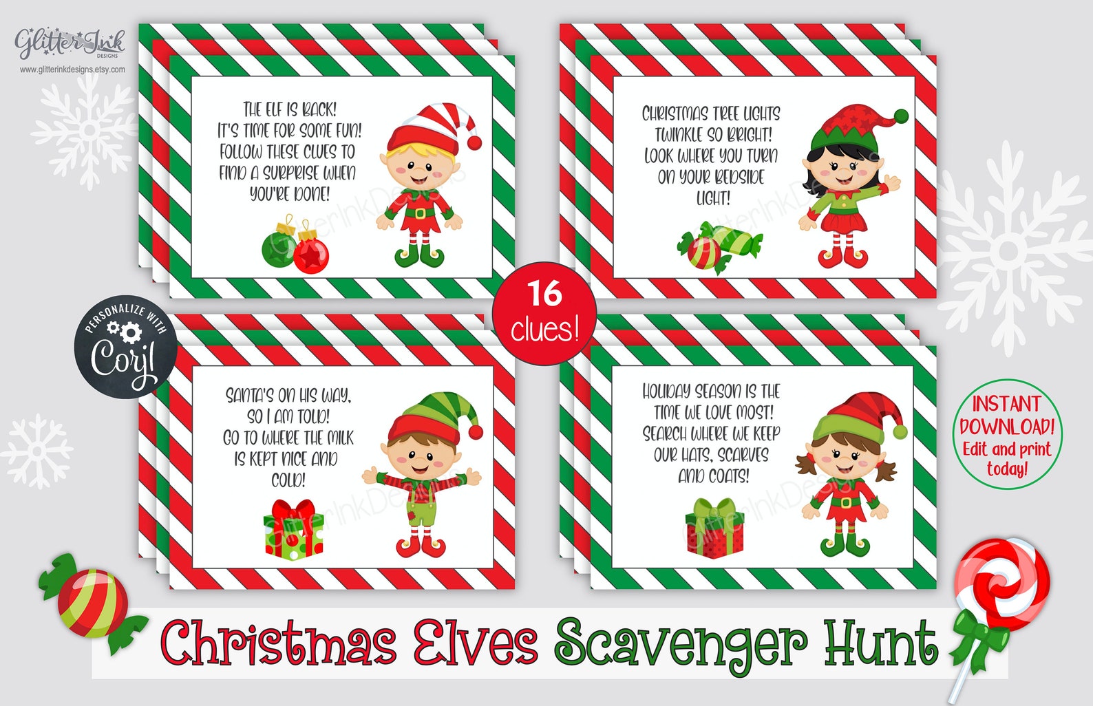 Christmas Elves Kids Treasure Hunt Clues / Elf Scavenger Hunt - Etsy