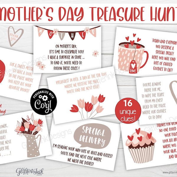 Mother's Day scavenger hunt / Happy Mothers Day treasure hunt clues / Best Mom Mothers day games for Mom