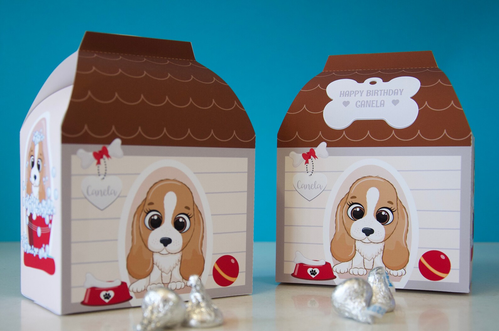 Puppy dog birthday party printable dog house favor box FOUR | Etsy