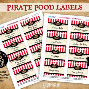 Pirate Party Food Tent Cards / Pirate Birthday Buffet Table Cards ...
